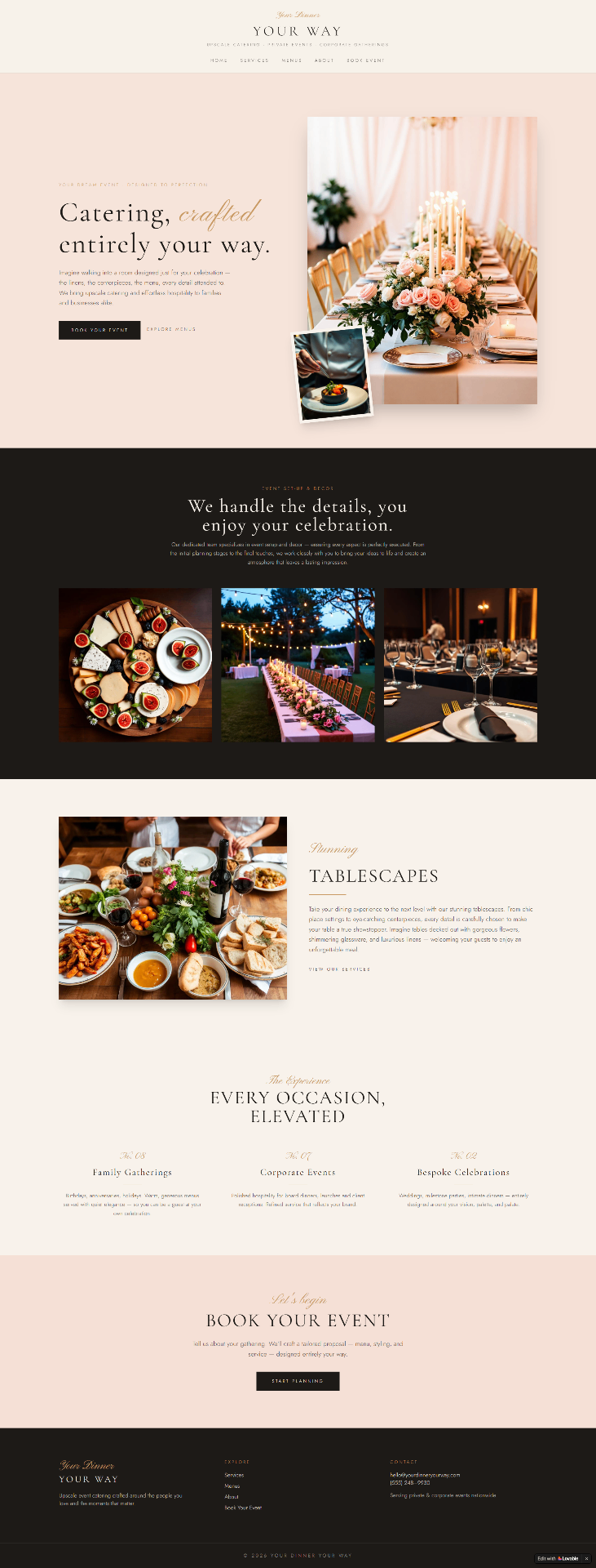 Catering website design preview