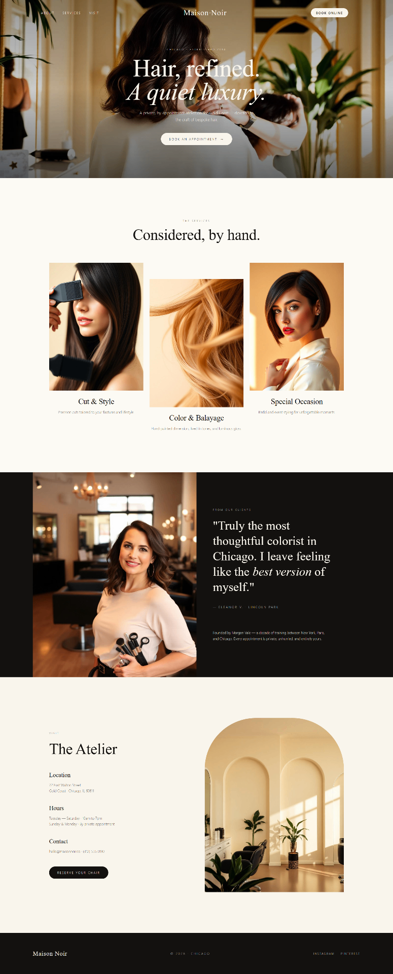 Hair Salon website design preview