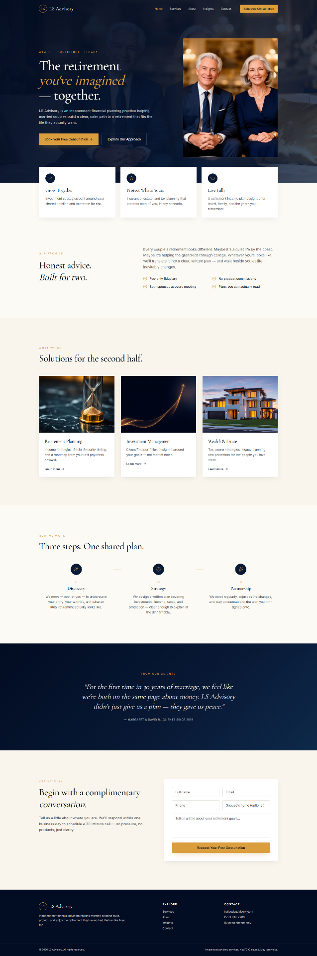 Financial advisor website design with clean trust-building layout