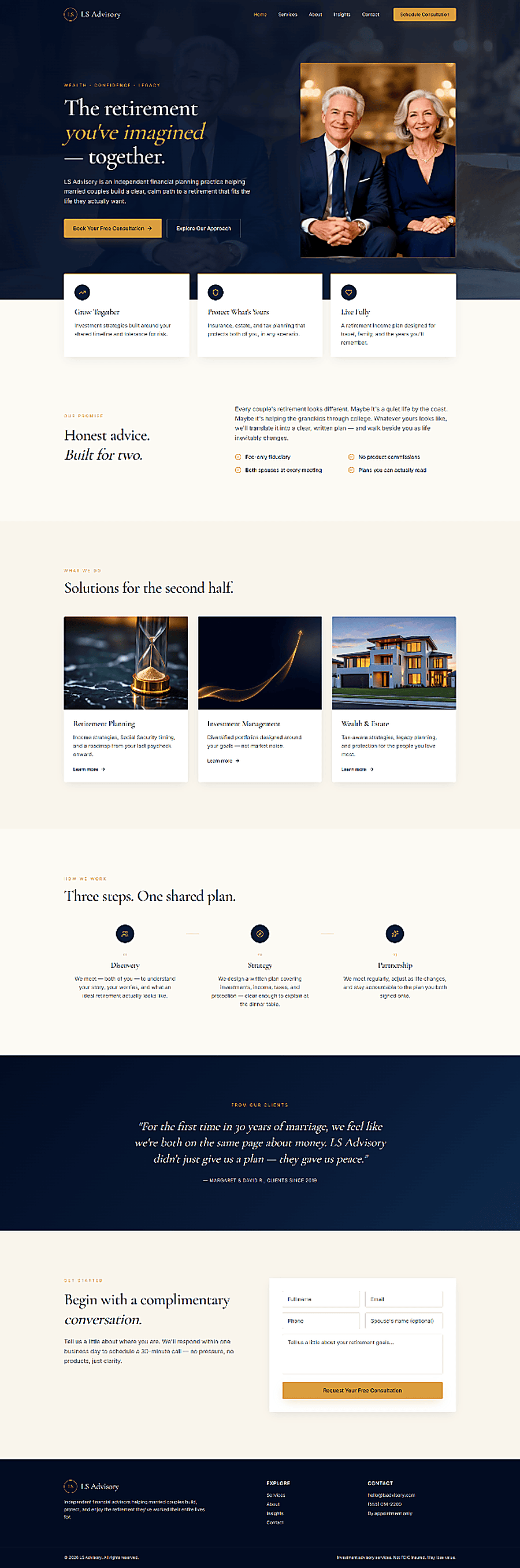 Financial advisor website design with clean trust-building layout