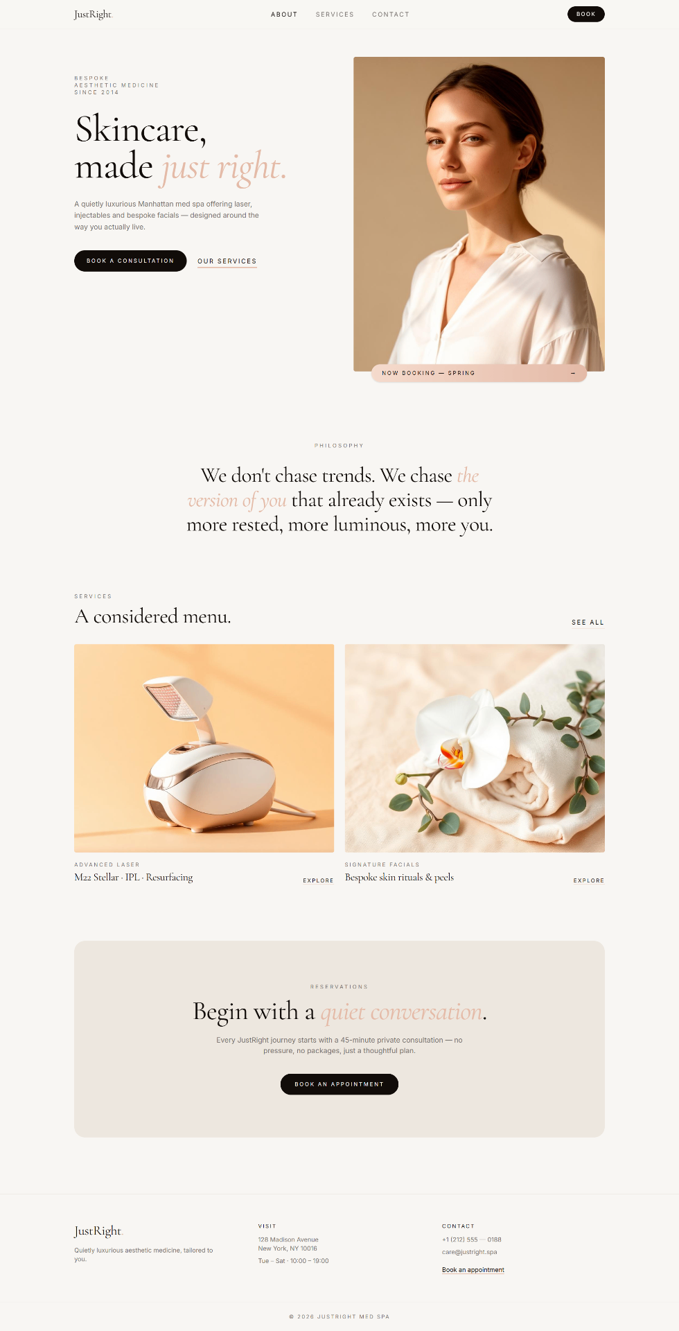 Med Spa website design preview