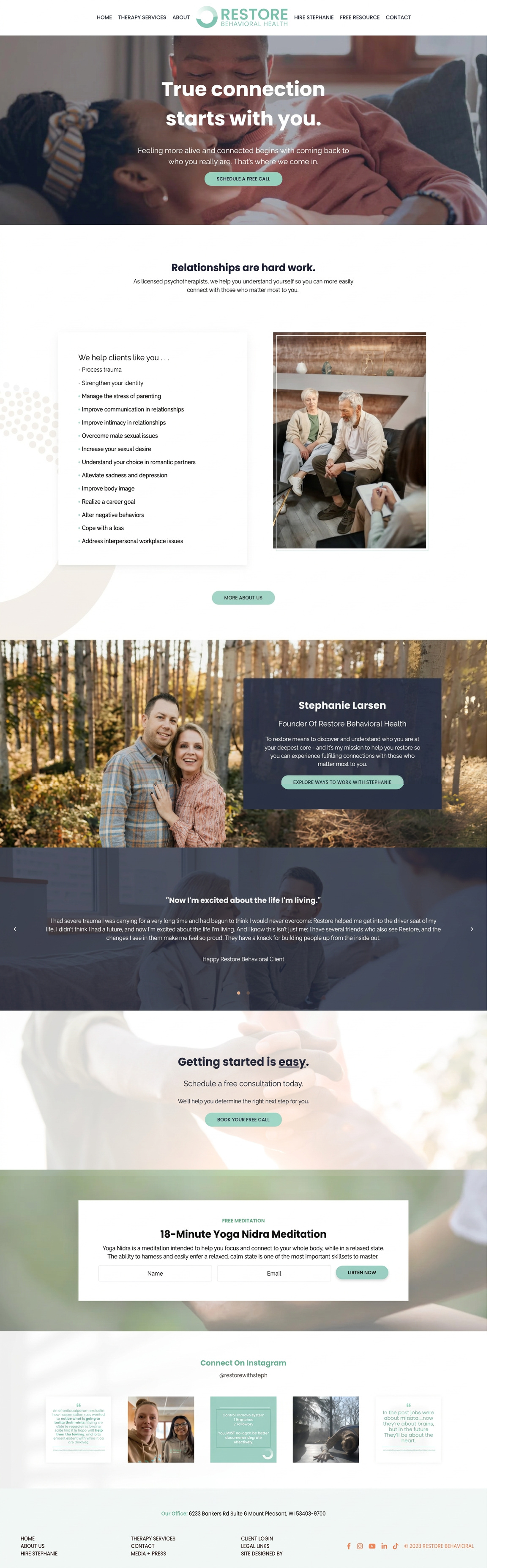 Restore Behavioral Health website design preview