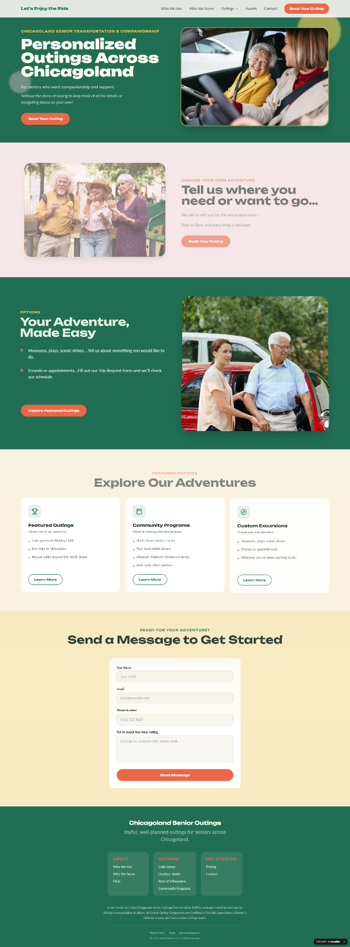 Senior Transportation website design preview