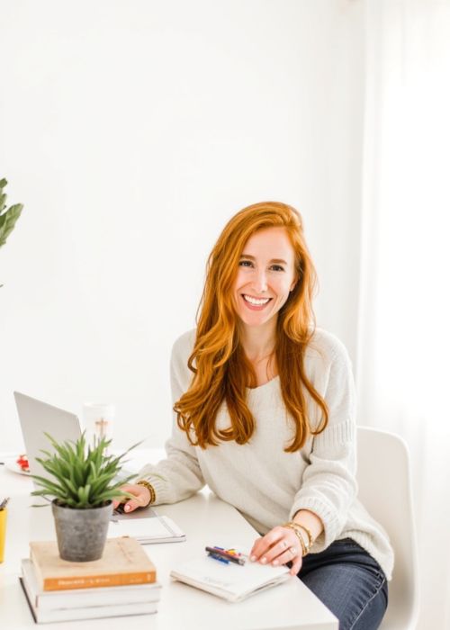 Sierra Janisse, founder of Three Day Launch, designing a custom website for a local business client