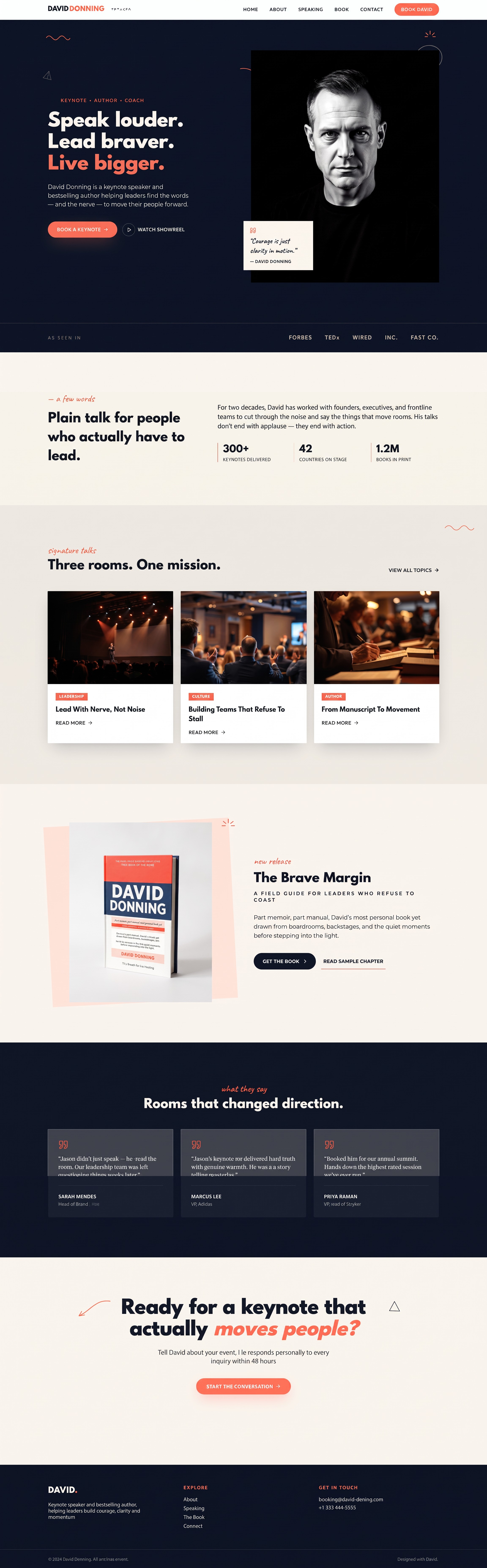 Speaking + Author website design — Keynote site Speaking + Author custom website design by Three Day Launch — Keynote site